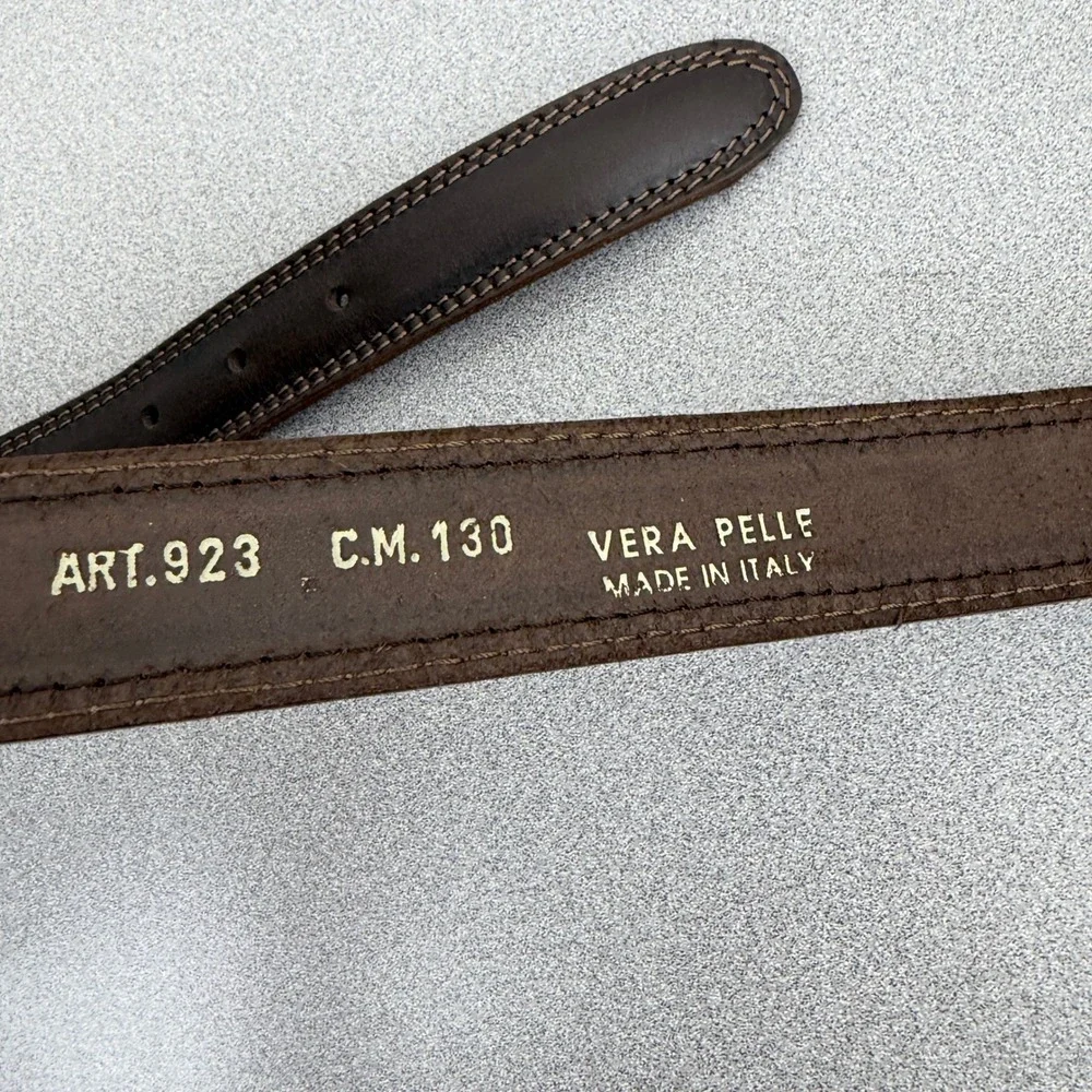 Vera Pelle Belt Mens 130cm Dark Brown Leather Made in Italy Classic